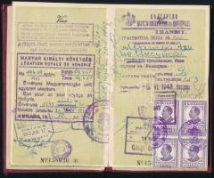 1942 Török fényképes útlevél, kivágásokkal / Turkish passport