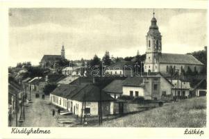 Királyhelmec, Královsky Chlmec; látkép templommal / street, church