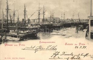 1899 Pola, kikötő hajókkal / Hafen / port with ships. phot Alois Beer