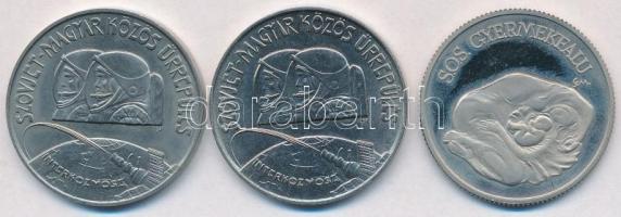 1980. 100Ft Ni "Szovjet-magyar közös űrrepülés" (3x) egyik lezárt fóliában + 1990. 100Ft Cu-Ni "S.O.S. Gyermekfalu" T:BU,2(PP)
