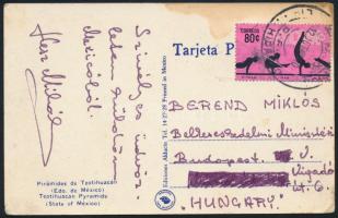 1968 Hesz Mihály (1943-) olimpiai bajnok kajakozó aláírása a mexikói olimpiáról küldött képeslapon