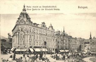 Budapest I. Tabán az Erzsébethíd kávéház, Döbrentei tér, Czigler-féle sarok palota, Keller Ignácz üzlete. Divald Károly 626.