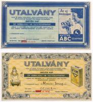 1933. Egy normál doboz VIM tisztítószappanpor 2 klf utalvány, mindkettőn tintával írt név T:II,II- hátoldalukon ragasztónyom