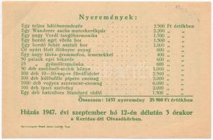 Eger 1947. "Egri Jézus Szive Egyházközség Tárgysorsjátéka" sorsjegy 3Ft értékben T:II