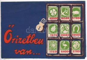 ~1940. "Siker Sorsjegy Részvénytársaság" kitöltetlen sorsjegy rendelőlap, "szerencsebélyegekkel" T:I-,II