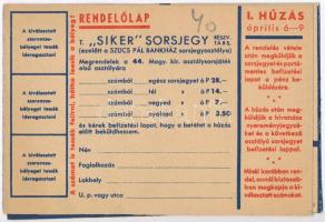 ~1940. "Siker Sorsjegy Részvénytársaság" kitöltetlen sorsjegy rendelőlap, "szerencseb...