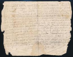 cca 1650-1750 Ráti Judit levele fiának, Ilosvay Györgynek különféle zálogügyekben, magyar nyelven, kis hiánnyal