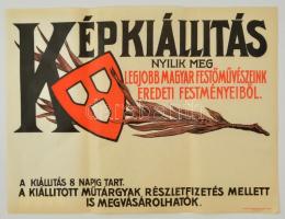 cca 1920-1930 Nemzeti Szalon Képkiállítás poszter, Bp., Merkur Műintézet, kis szakadással, 47x63cm