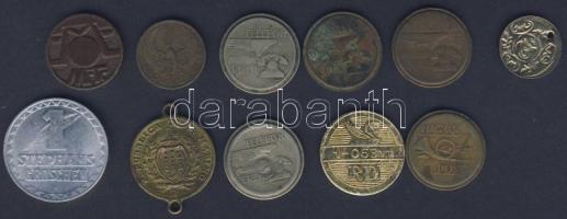 Kis vegyes zseton, tantusz, kisszakaszjegy, stb. tétel, összesen 11db T:2,3,4