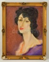 Rónai jelzéssel: Női portré. Pasztell, papír, üvegezett keretben, 40×30 cm