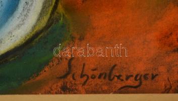 Schönbereger jelzéssel: Fekvő női akt. Pasztell, papír, üvegezett keretben, 45×32 cm