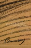 Barcsay jelzéssel: Dombok. Szén, papír, kis szakadással, üvegezett keretben, 27×47 cm