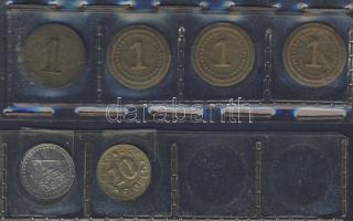 6db német és magyar játék- és szerencsepénz, bárca T:2,3,4