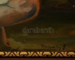 Vaszary jelzéssel: Lány a kandalló mellett. Olaj, karton, keretben, 47×34 cm