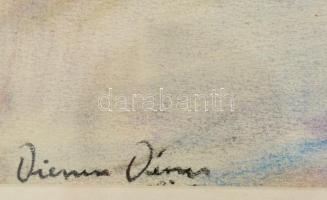 Diener jelzéssel: Szajna part. Pasztell, papír, üvegezett keretben, 26×42 cm