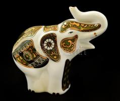 Sri Lanka porcelán elefánt, matricás, hibátlan, jelzett, m: 13x14x6 cm