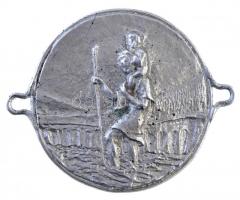 ~1930. Szent Kristóf a kisdeddel, fém emlékérem két füllel (46mm) T:2-