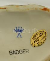 Alfretto borz porcelán figura, kézzel festett, jelzett, hibátlan, 13x7,5x11 cm