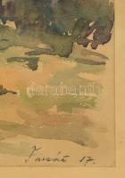 Takács jelzéssel: Dombos táj házzal. Akvarell, papír, üvegezett keretben, 29×43 cm