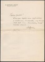 1936 Hoffmann Sándor (1899-1992) Kossuth-díjas vegyészmérnök saját kézzel írt levele