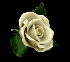 Herendi fehér rózsa, kézzel festett, jelzett, hibátlan, 8×8,5×5 cm