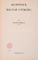 Juhász Gergely: Klopstock magyar utókora. Minerva-könyvtár XLVIII. Bp., 1935, Minerva. Kiadói papírk...