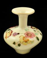 Zsolnay pillangómintás porcelán kis váza, kézzel festett, jelzett, hibátlan, m: 8 cm
