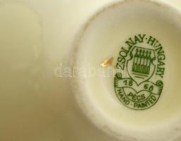 Zsolnay pillangómintás porcelán kis váza, kézzel festett, jelzett, hibátlan, m: 8 cm