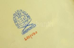 Herendi Viktória mintás leveles tál, kézzel festett, hibátlan, jelzett, 24x20 cm