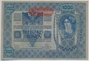 1919. (1902) 1000K vízszintes piros "DEUTSCHÖSTERRECIH" felülbélyegzéssel, hátlap rajzos T:II-,III szép papír Adamo SK35/2