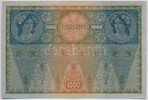 1919. (1902) 1000K vízszintes piros "DEUTSCHÖSTERRECIH" felülbélyegzéssel, hátlap rajzos T...