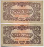 1944. 100P "A Vöröshadsereg Parancsnoksága" (2x) "TX" és "XC" sorozat T:III szép papír Adamo P47