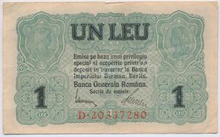 Románia / Német megszállás 1917. 1L T:III
Romania / German Occupation 1917. 1 Leu C:F
Krause M3