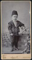 cca 1900 Mai Manó és társa fényképe. Fezes kisgyermek 8x15 cm