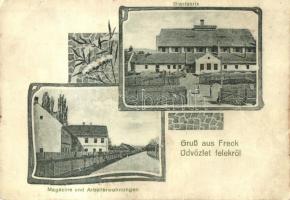 Felek, Freck; Magazine und Arbeiterwohnungen, Glasfabrik / Üveggyár, munkáslakások, Victor Graef kiadása / glass factory, workers' apartments, Art Nouveau (r)