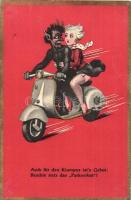 9 db MODERN erotikus krampusz képeslap sorozat 1950-es évekből / 9 modern erotic Krampus motive card...