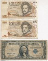 Vegyes: Amerikai Egyesült Államok 1935. 1$ "Silver Certificate" + Ausztria 1986. 20Sch (2x...