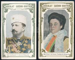 cca 1900 Ferdinánd bolgár cár és felesége csokoládé gyűjtőkártyán / Ferdinand King of Bulgaria and his wife on chocholate card