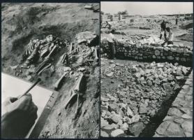 cca 1972 és 1976 Tác, Gorsium - az ásatások idején és az előadások idején, 3 db vintage fotó, 16x11 ...