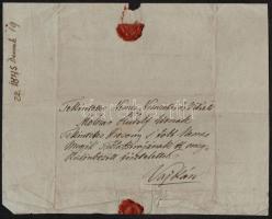 1843 alszászi Vitál Alajos bűvész, jogász író saját kézzel írt levele pozsonyi táblabírónak