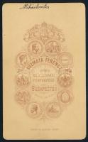 cca 1875 Miháilovitcs feliratozott, vizitkártya méretű fényképe, Kozmata Ferencz cs. k. udvari fényk...