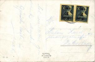 (3. díjszabás) távolsági képeslap kisegítő 2x3P/50f bérmentesítéssel Inflation postcard