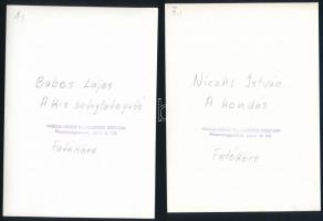 cca 1977 Kortárs fotóművészeti alkotások, 13 db feliratozott vintage fotó, kis eltérésekkel mind 13x...