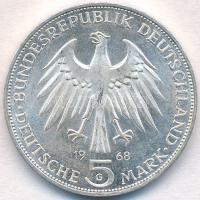 NSZK 1968G 5M Ag "Gutenberg" T:1-
FRG 1968G 5 Mark Ag "Gutenberg" C:AU