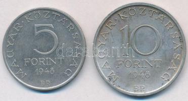 1948. 5Ft Ag "Petőfi" + 10Ft "Széchenyi" T:2