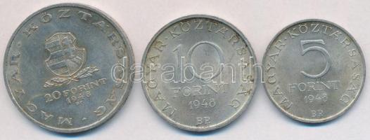 1948. 5Ft Ag "Petőfi" + 10Ft Ag "Széchenyi" + 20Ft Ag "Táncsics" - &qu...