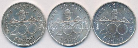 1992-1994. 200Ft Ag "MNB/Deák" (3xklf) T:2