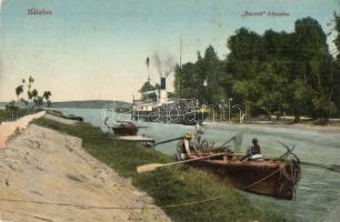 Balaton, Baross gőzös érkezése, halászok csónakban (r)