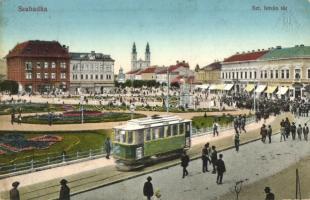 Szabadka, Subotica; Szent István tér, villamos / square with tram (EK)