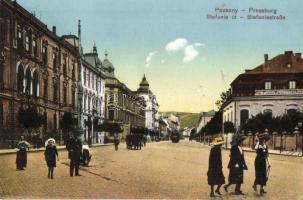 Pozsony, Pressburg, Bratislava; Stefánia út, villamos / street view, tram (fl)